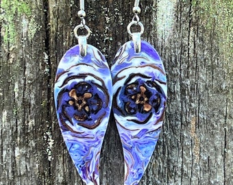 Blue Angel Wing Pine Cone Resin Modern Fusion Light Weight Earrings