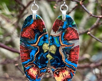 Stunning Unique Two Inch Long Cholla Cactus Resin Earrings