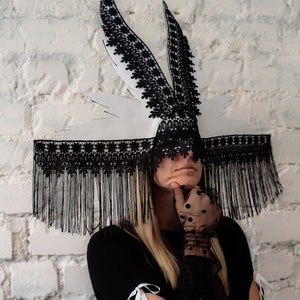 Masquerade Mask Black and White, Venetian Mask, Adult Dance Lace Mask, Black Lace Mask, Black Ear Mask