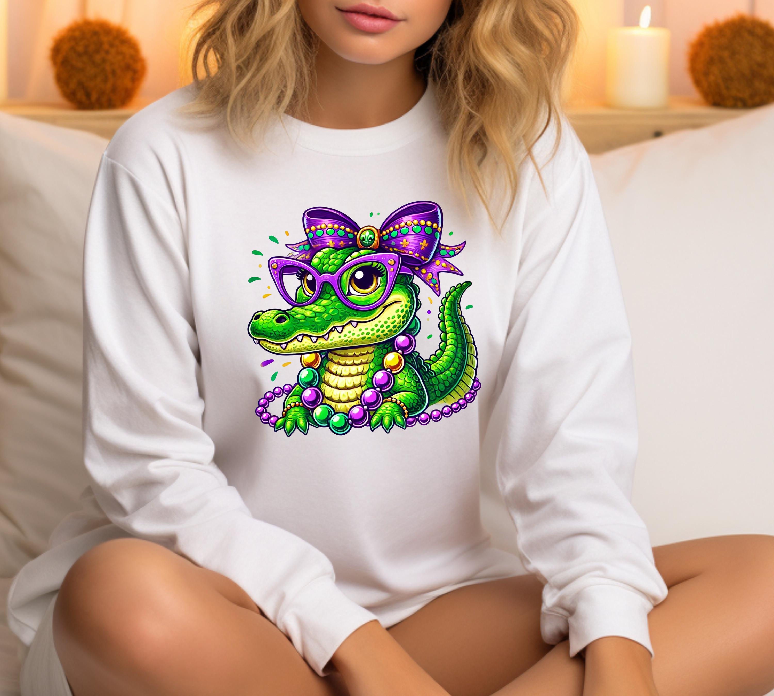 Mardi Gras Alligator Sweatshirt: Women's Fat Tuesday Costume