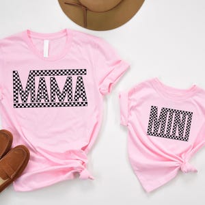 Checker Mama Mini Matching Shirt: Mother Daughter Pink Tee