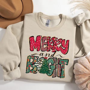 Merry and Bright Christmas Sweatshirt: Holiday Family Matching
