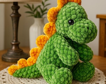 Crochet Dinosaur Plush Toy Pattern: Amigurumi Dino PDF (Digital Download)