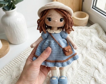 Crochet Doll Pattern, Vintage Style Girl Doll, Amigurumi Doll