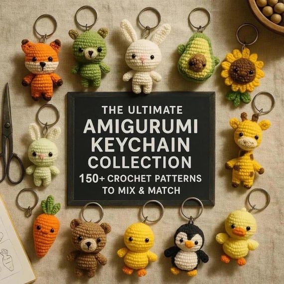 Amigurumi Keychain Crochet Pattern Bundle: 150+ Mini Plush Toys (Digital PDF)