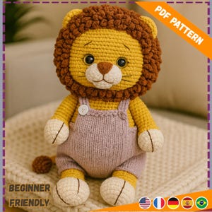 Lion Amigurumi Crochet Pattern: Beginner-Friendly Plush Toy (PDF Download