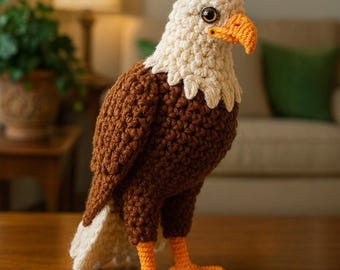 Patron au crochet Amigurumi de pygargue à tête blanche • Tutoriel facile sur les oiseaux en peluche (PDF)