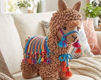 Crochet Llama Pattern, Amigurumi Alpaca Toy, Boho Plush Design, Handmade Stuffed