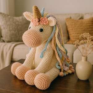 Einhorn Häkelanleitung: Amigurumi Plüschtier (PDF Pattern)