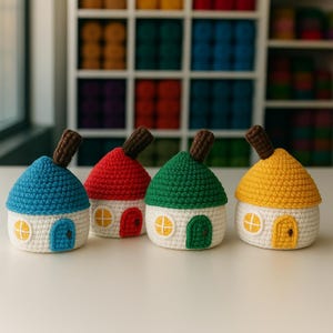 Crochet House Pattern PDF: Amigurumi Cottage with Chimney & Door