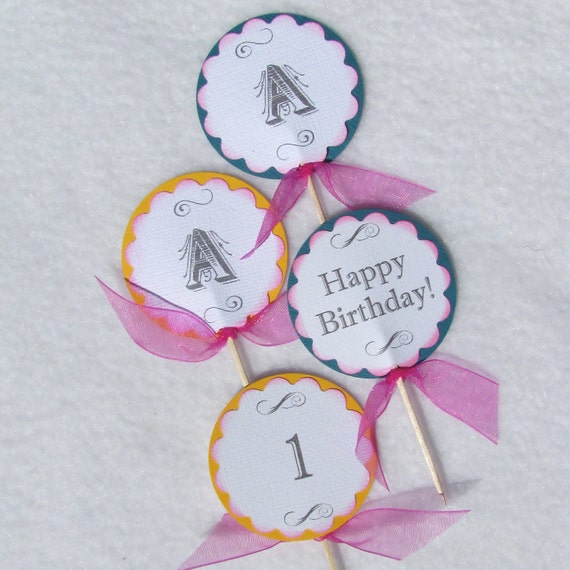Items similar to Customizable Cupcake Toppers Picks Decorations Made to