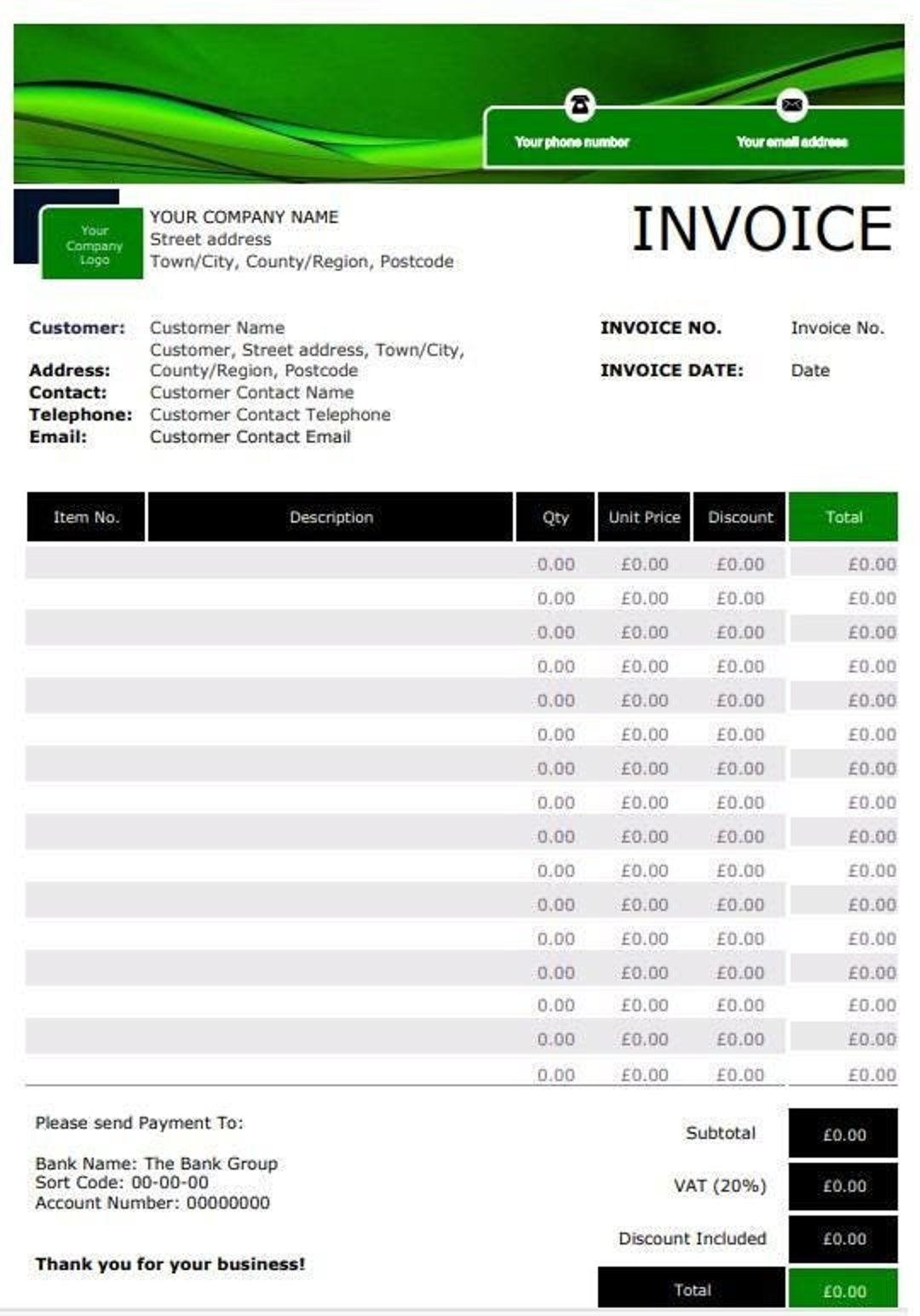 Microsoft Excel Invoice Template Basic User Friendly Small Business