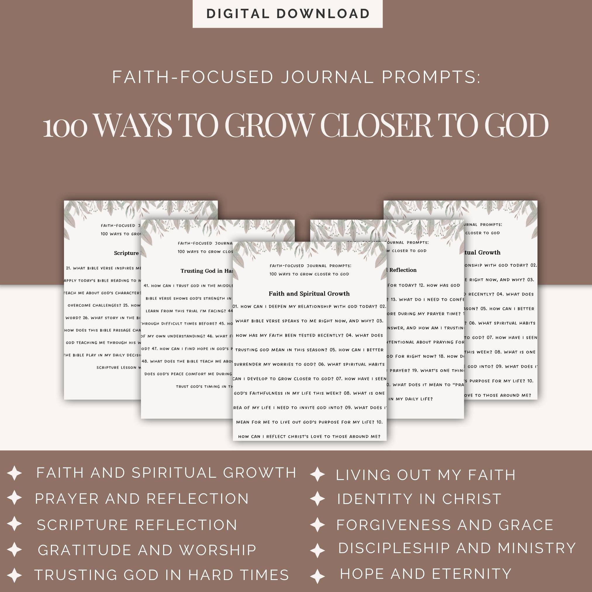 Faith-focused Journal Prompts, 100 Ways to Grow Closer to God ...