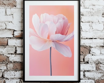 Pink Poppy Flower Pastel Wall Art - Abstract Modern Floral Poster, Printable Botanical Digital Art, Blush Plant Decor [Digital Download]