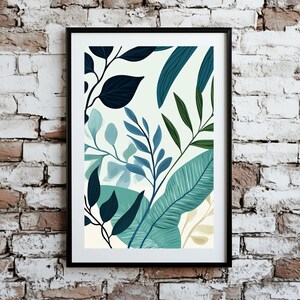 Abstrakte Blatt Druck Wand Kunst - druckbare moderne Pflanzen Poster, digitale Pflanzen Kunst, grünes Wohndekor [Digitaler Download]