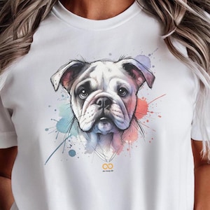 English Bulldog T-Shirt - Unique Watercolor/Tattoo Design | Bulldog Lover Gift | English Bulldog Mom/Dad Shirt
