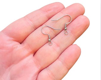 Stainless Steel Earring Hooks Silver Earwire Hypoallergenic Earring Hooks Jewelry Findings Jewelry Making Jewelry Supplies 10-100 Pcs
