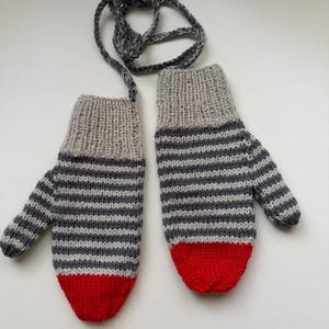 Adult Sock Monkey mittens on a string/cord