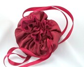 Small Satin Pouch, Small Drawstring, Deep Red, Rich Burgundy, Wine Color, Bridesmaid Bag, Flower Girl Bag, Garnet Color, Ready To Ship
