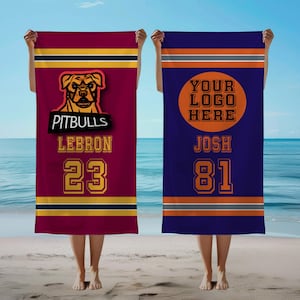 Personalized Sports Team Towel, Custom Name Number Beach Towel,Basketball Baseball Football Voleyball Sport Team Gifts,Kids Training Blanket