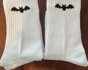 GRIP SOCKS - Bats Embroidered socks for Pilates, Yoga, Barre, Lagree - Comfortable and stylish grip socks, Halloween Pilates socks