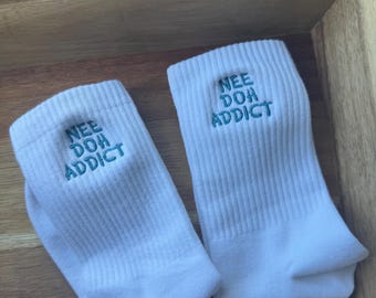 Nee Doh Addict Embroidered Socks, Needoh Lover, Nee Doh, Trending Socks