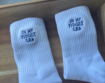 In my fidget era Embroidered Socks, clicker, fidget, Trending Socks