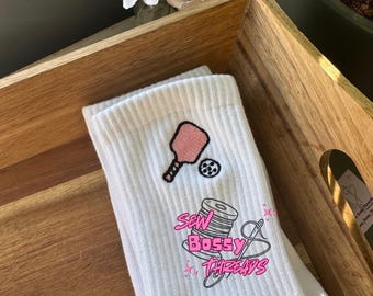 Pickleball Socks – Embroidered Crew Socks, Pickle Ball Gift