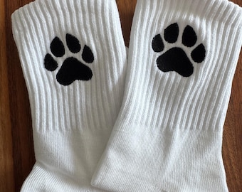 Pilates Grip Socks - Paw print | Embroidered Grippy Socks with Frills for Women | Non-slip socks for yoga, pilates, lagree, and barre