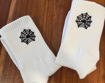 GRIP SOCKS - Spider Web Embroidered socks for Pilates, Yoga, Barre, Lagree - Comfortable and stylish grip socks, Halloween Pilates socks
