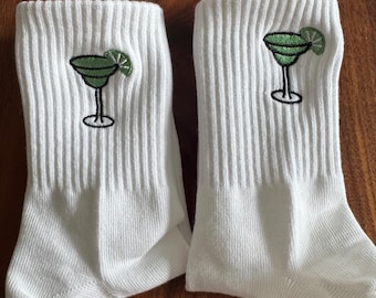GRIP SOCKS - Margarita Embroidered for Pilates, Yoga, Barre, Lagree - Comfortable and stylish grip socks – Fun Cocktail Gift