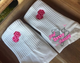 Grip Socks - Valentine's Day Embroidered socks for Pilates, Yoga, Barre, Lagree - Comfortable and stylish grip socks, Valentine's Day Grippy