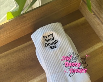 In My Sourdough Era Socks – Embroidered Crew Socks, Baking Humor Gift- Cozy Unisex Crew Socks for Bakers and Sourdough Lovers