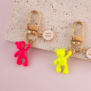 Personalised Initial bag charms, Cute Teddy Bear Keychain, Personalised gift, Kawaii Lucky Bear Bag Charm