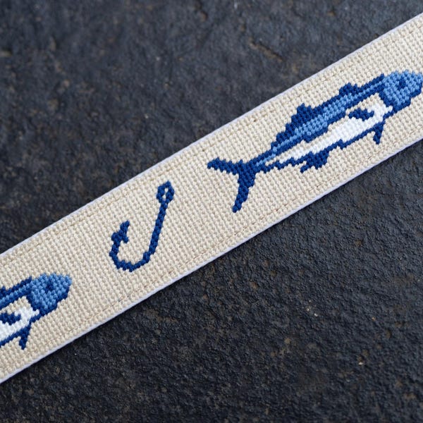 Fish & Hook Needlepoint Belt