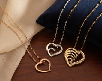 Collar personalizado con nombre y piedra de nacimiento para mamá – Regalo de joyería familiar con forma de corazón
