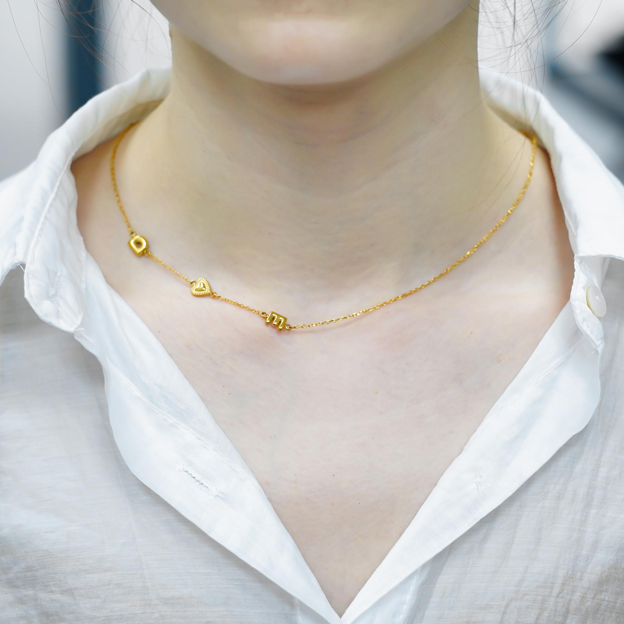 Custom 3D Bubble Name Initial Necklace - Personalized Jewelry Gift for Mom | Gold, Silver, Rose Gold