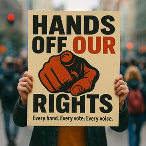 Hands Off Our Rights, 20" x 20" Png File Digital Protest Sign, Instant Download, Anti Trump and Musk,