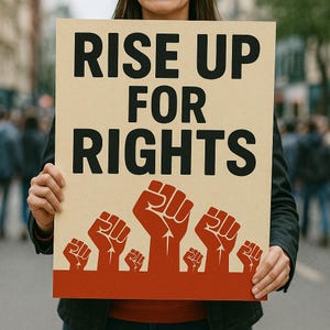 Rise Up For Rights, 20" x 20" Png File Digital Protest Sign, Instant Download, Anti Trump and Musk,