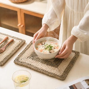 Set de 4 sets de table tissés à la main, carrés de 30 cm, pour cuisine, salle à manger, cadeau de pendaison de crémaillère