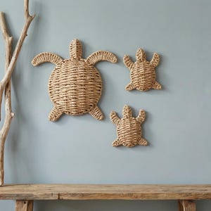 Décoration murale tortue faite main, décoration murale tendance, art de la plage côtière, cadeau pour chambre d'enfant
