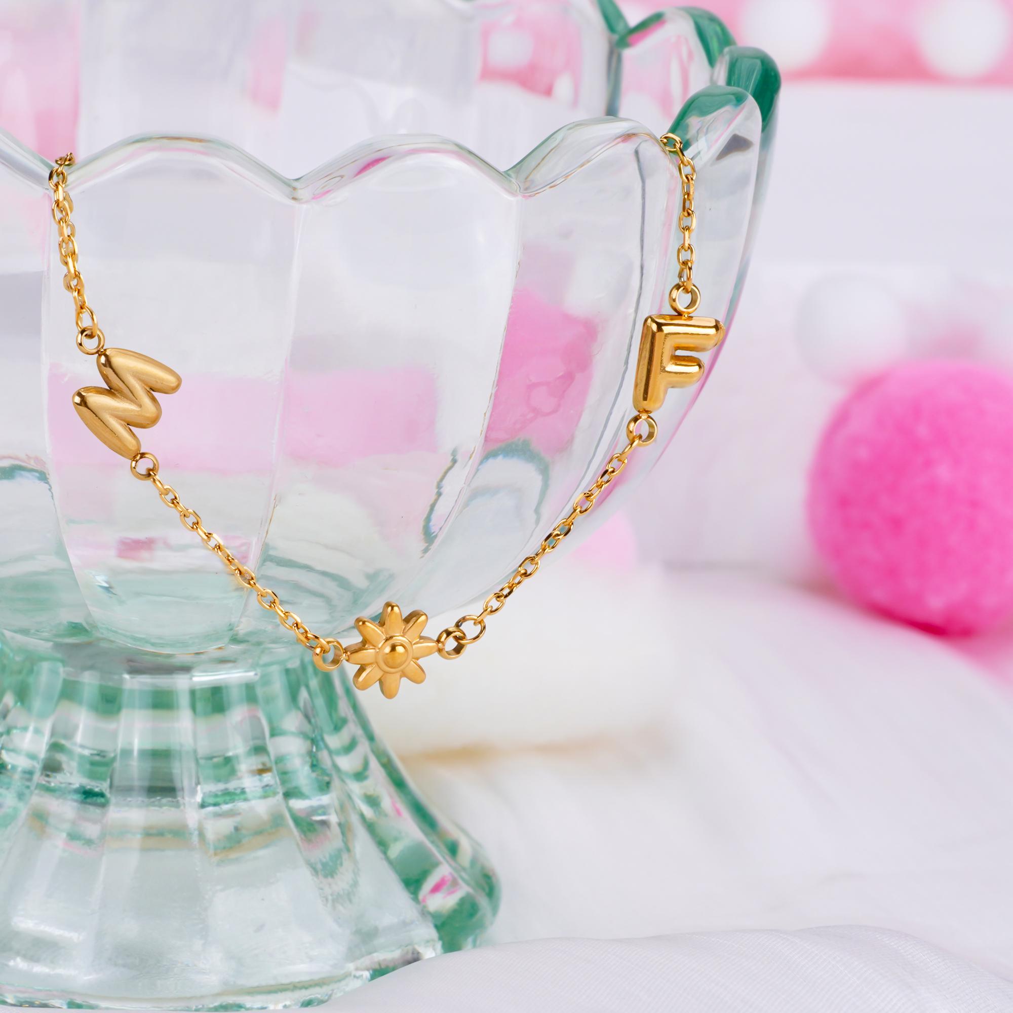 Custom 3D Bubble Name Initial Necklace - Personalized Jewelry Gift for Mom | Gold, Silver, Rose Gold