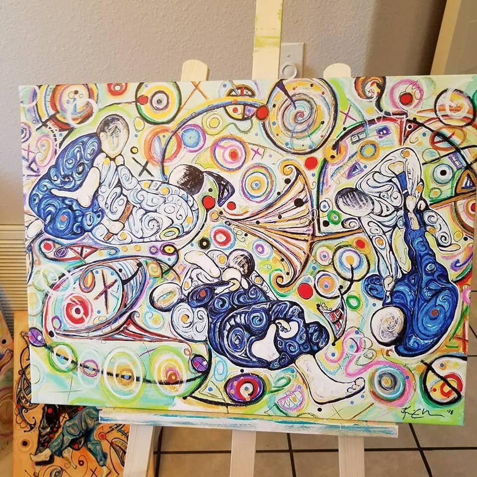 Jiu Jitsu Painting – Abstract Expressionism Canvas Print, Signed