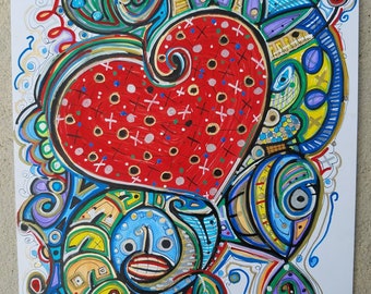 Heart Drop - Love - 11 x 14 Drawing - Abstract Art By Kim Dean