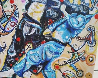 BJJ Art Canvas Print – Jitsu Blue Abstract Expressionism (14 X 11