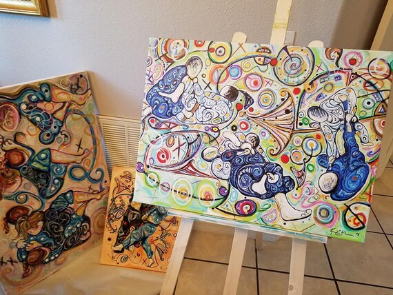 20 X 16 - Jitsu Blue- BJJ Art- Gallery Wrapped Canvas Print AP