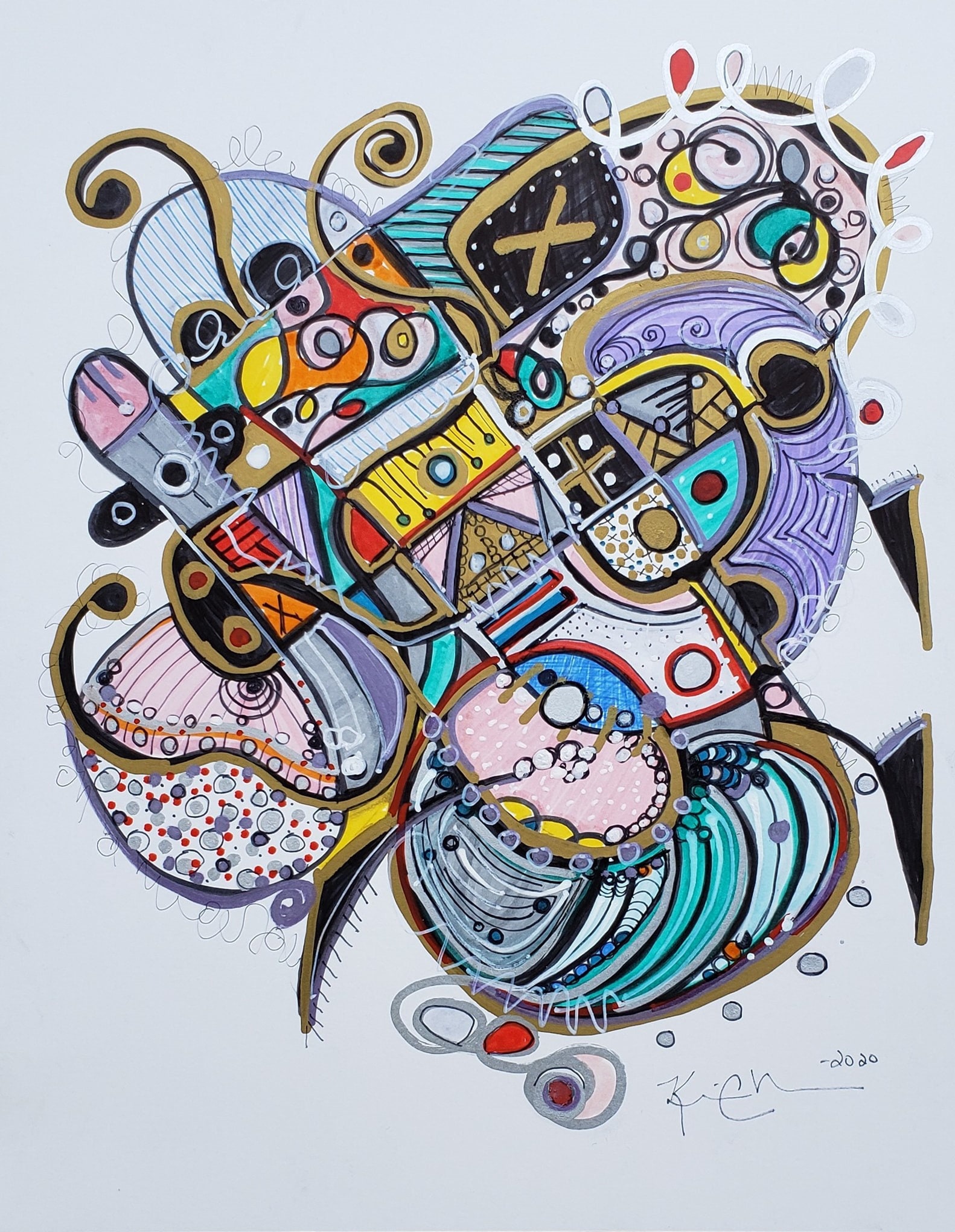 Sunday Abstract Art Therapy Drawing Art by Kim Dean Etsy Ireland