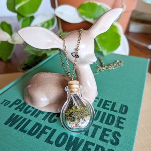 Triple Crystal Terrarium Necklace - Hand blow glass vial