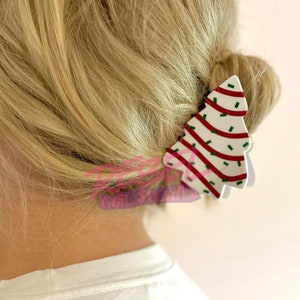 Christmas Tree Cake Hair Claw Clip: Holiday Cheer