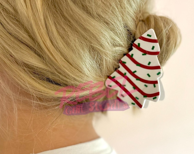Christmas Tree Cake Hair Claw Clip: Holiday Cheer